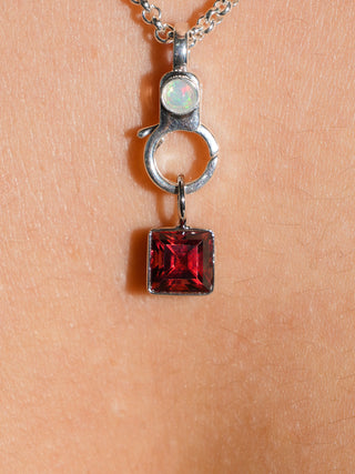 Glowy Berd Bikini Red Tourmaline Square Cut Charm in White 14k Gold