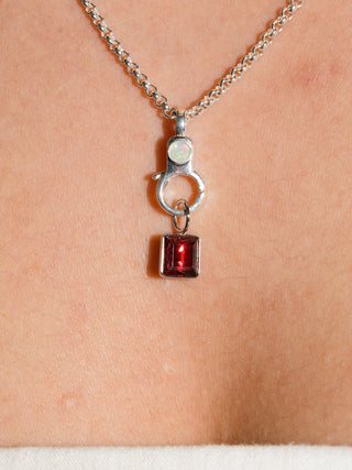 Glowy Berd Bikini Red Tourmaline Square Cut Charm in White 14k Gold
