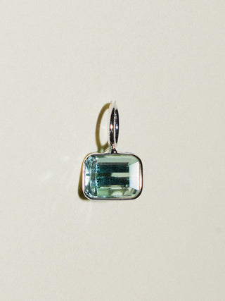 Day Drink Green Tourmaline East West Emerald Cut Charm in White 14k Gold