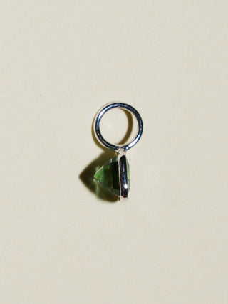 Day Drink Green Tourmaline East West Emerald Cut Charm in White 14k Gold