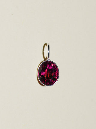 Party Twins Pink Tourmaline Oval Cut Charm in White 14k Gold
