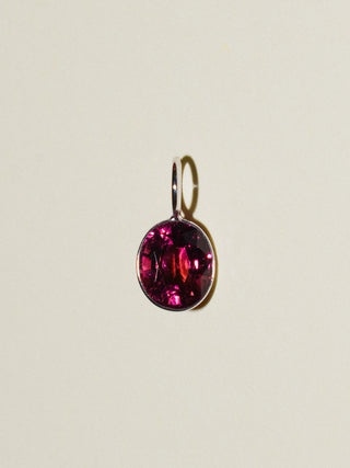 Party Twins Pink Tourmaline Oval Cut Charm in White 14k Gold