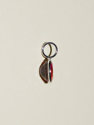 Party Twins Pink Tourmaline Oval Cut Charm in White 14k Gold