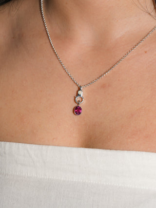 Party Twins Pink Tourmaline Oval Cut Charm in White 14k Gold