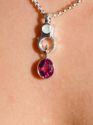 Party Twins Pink Tourmaline Oval Cut Charm in White 14k Gold