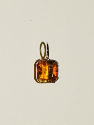 Sure Bert Orange Tourmaline Emerald Cut Charm in White 14k Gold