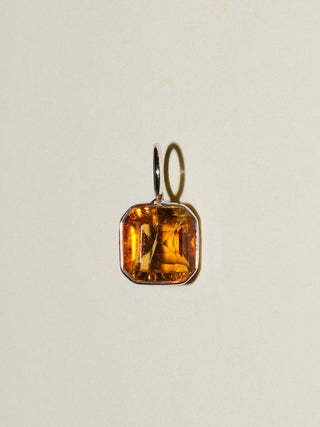 Sure Bert Orange Tourmaline Emerald Cut Charm in White 14k Gold