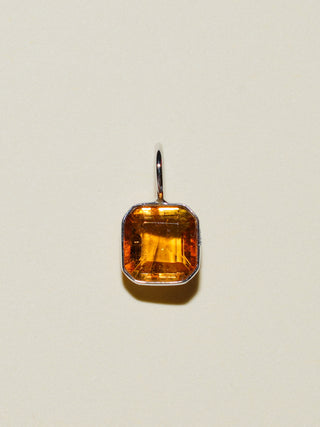 Sure Bert Orange Tourmaline Emerald Cut Charm in White 14k Gold