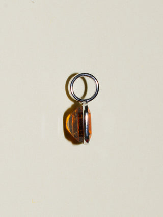 Sure Bert Orange Tourmaline Emerald Cut Charm in White 14k Gold