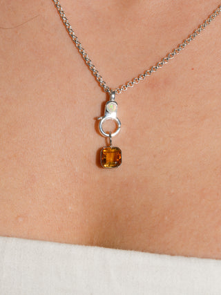 Sure Bert Orange Tourmaline Emerald Cut Charm in White 14k Gold