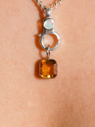 Sure Bert Orange Tourmaline Emerald Cut Charm in White 14k Gold