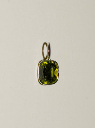 Wintergreen Tourmaline Emerald Cut Charm in White 14k Gold