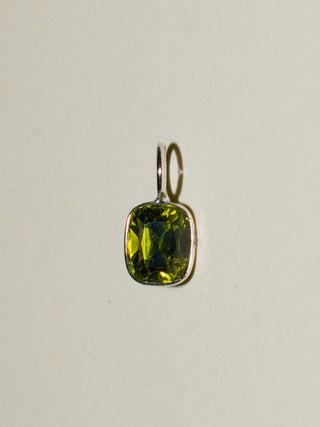 Wintergreen Tourmaline Emerald Cut Charm in White 14k Gold