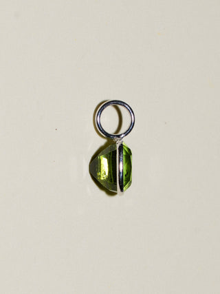 Wintergreen Tourmaline Emerald Cut Charm in White 14k Gold