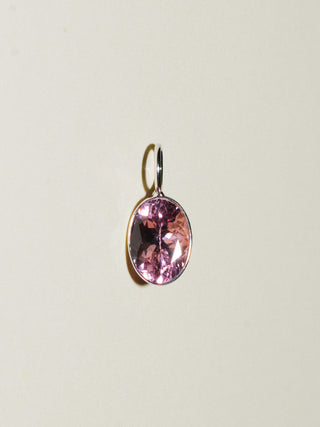 Cotton Candy Kisses Pink Tourmaline Oval Cut Charm in White 14k Gold