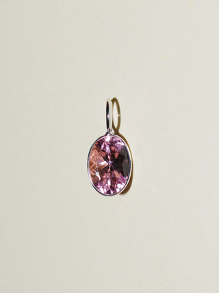 Cotton Candy Kisses Pink Tourmaline Oval Cut Charm in White 14k Gold