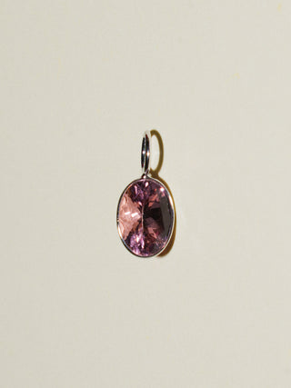 Cotton Candy Kisses Pink Tourmaline Oval Cut Charm in White 14k Gold