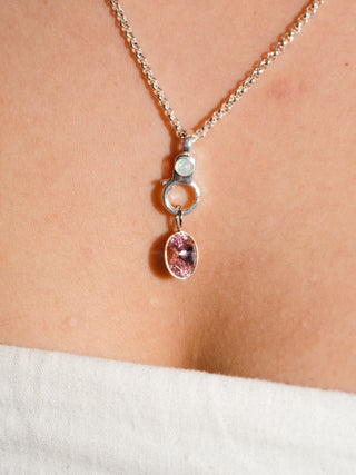 Cotton Candy Kisses Pink Tourmaline Oval Cut Charm in White 14k Gold