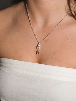 Cotton Candy Kisses Pink Tourmaline Oval Cut Charm in White 14k Gold