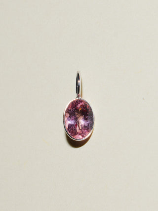 Kitty Nose Pink Tourmaline Oval Cut Charm in White 14k Gold