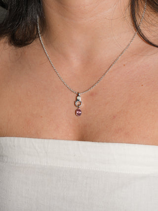 Kitty Nose Pink Tourmaline Oval Cut Charm in White 14k Gold