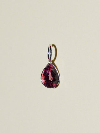 Mighty Mini Pink Tourmaline Teardrop Cut Charm in White 14k Gold