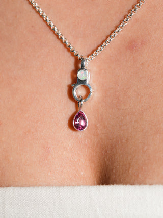 Mighty Mini Pink Tourmaline Teardrop Cut Charm in White 14k Gold