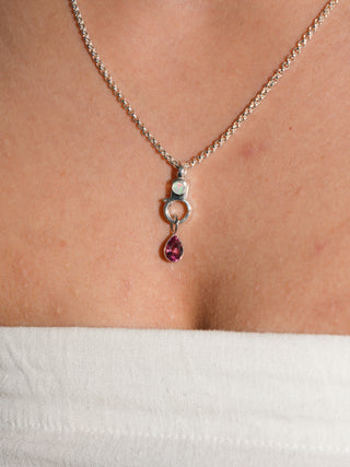 Mighty Mini Pink Tourmaline Teardrop Cut Charm in White 14k Gold