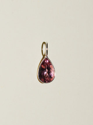 Manicured Pink Tourmaline Teardrop Cut Charm in White 14k Gold