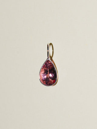 Manicured Pink Tourmaline Teardrop Cut Charm in White 14k Gold