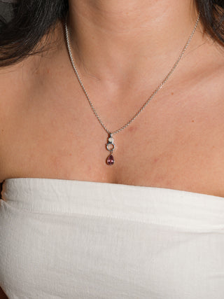 Manicured Pink Tourmaline Teardrop Cut Charm in White 14k Gold