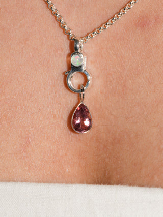 Manicured Pink Tourmaline Teardrop Cut Charm in White 14k Gold