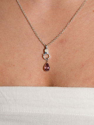 Manicured Pink Tourmaline Teardrop Cut Charm in White 14k Gold