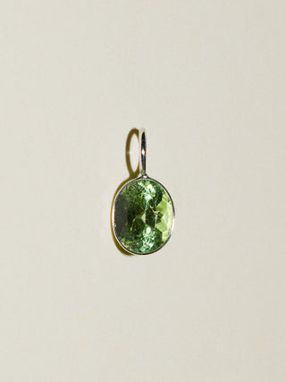 Mint Plant Green Tourmaline Oval Cut Charm in White 14k Gold