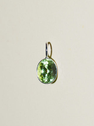 Mint Plant Green Tourmaline Oval Cut Charm in White 14k Gold