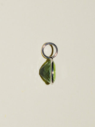 Mint Plant Green Tourmaline Oval Cut Charm in White 14k Gold