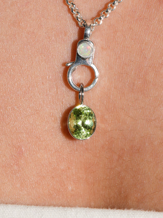 Mint Plant Green Tourmaline Oval Cut Charm in White 14k Gold