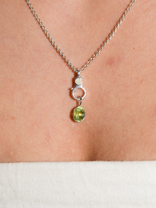 Mint Plant Green Tourmaline Oval Cut Charm in White 14k Gold