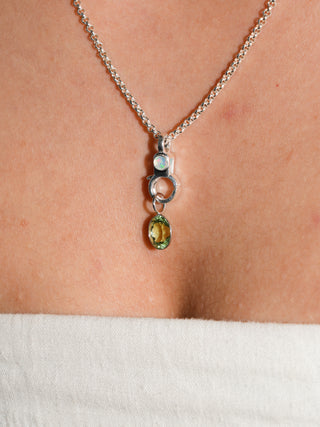 Mint Plant Green Tourmaline Oval Cut Charm in White 14k Gold