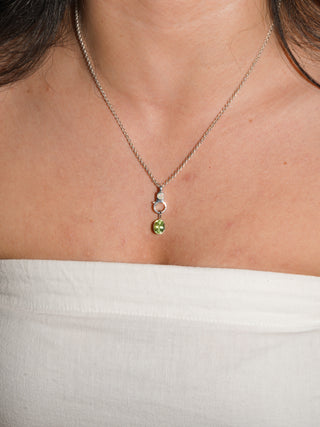 Mint Plant Green Tourmaline Oval Cut Charm in White 14k Gold