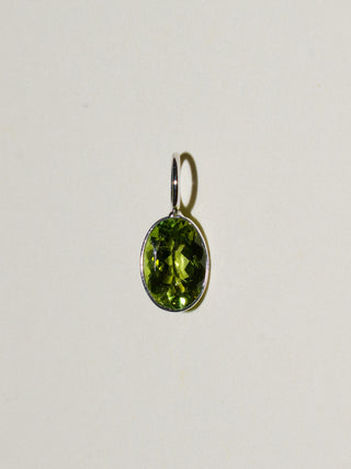 Zanzibar Green Tourmaline Oval Cut Charm in White 14k Gold