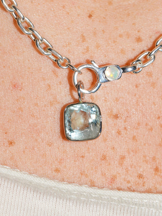 MagicSno Aquamarine Cushion Cut Charm in White 14k Gold