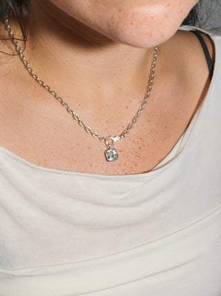 MagicSno Aquamarine Cushion Cut Charm in White 14k Gold