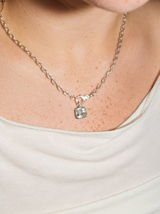 MagicSno Aquamarine Cushion Cut Charm in White 14k Gold