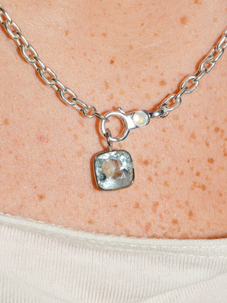 MagicSno Aquamarine Cushion Cut Charm in White 14k Gold