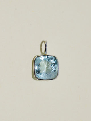 MagicSno Aquamarine Cushion Cut Charm in White 14k Gold