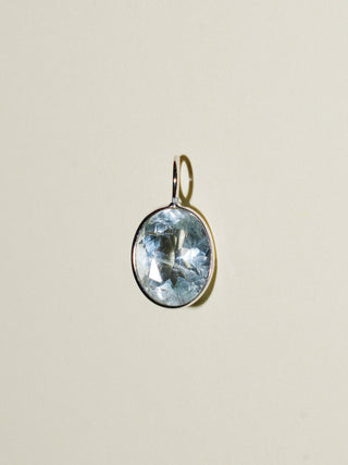 Fiji MIMI Aquamarine Oval Cut Charm in White 14k Gold