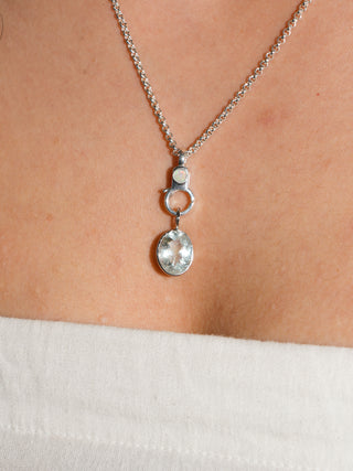 Fiji MIMI Aquamarine Oval Cut Charm in White 14k Gold