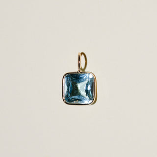 Sky Blue Topaz Square Cut Charm in 14k Yellow Gold