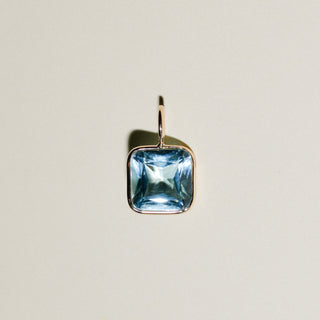 Sky Blue Topaz Square Cut Charm in 14k Yellow Gold